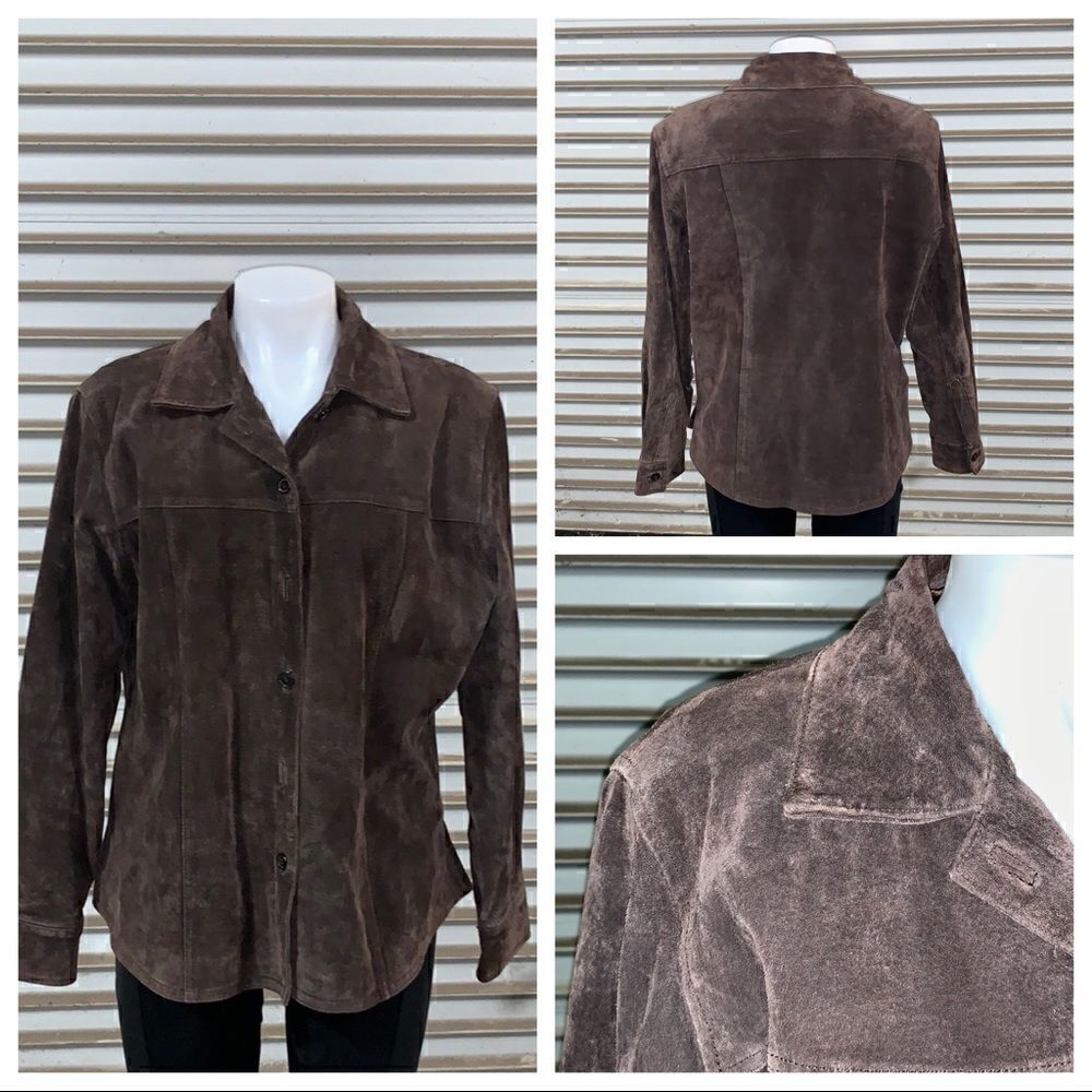 AMI brown suede top button up